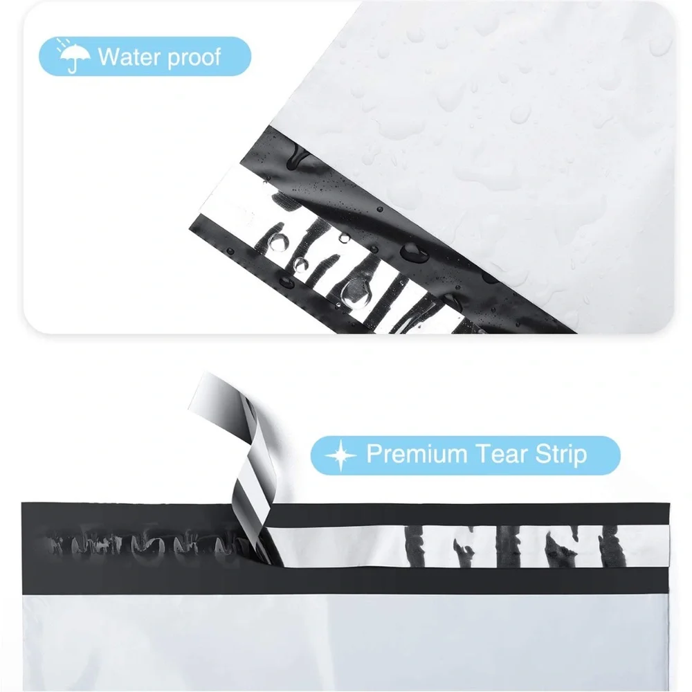 25 White Poly Mailers & 25 Thank you Stickers